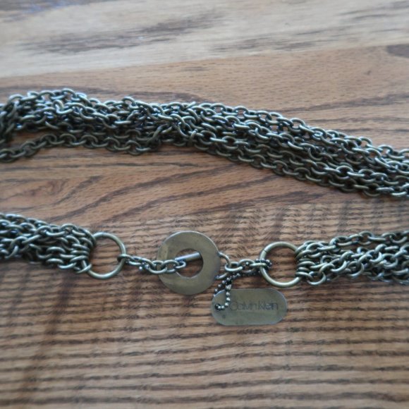 Calvin Klein Multiple Chain Link Brass-Toned Necklace (26 inches) - Picture 3 of 5